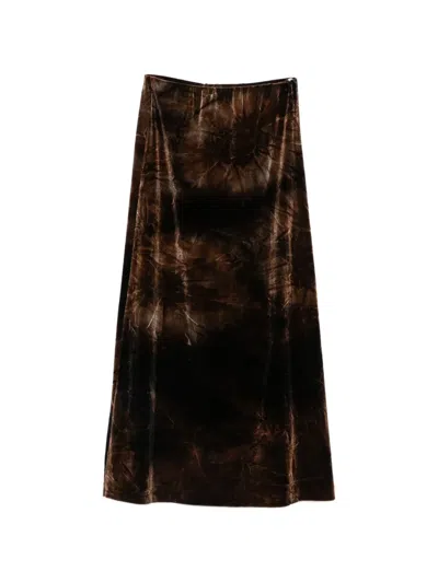 Pre-owned Missoni 1990s Velvet Midi Skirt In Brown
