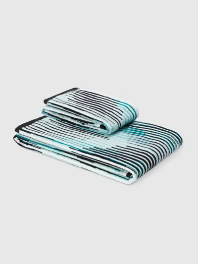 Missoni 2-piece Arpeggio Bath Towel Set In Cotton Terry In Turquoise