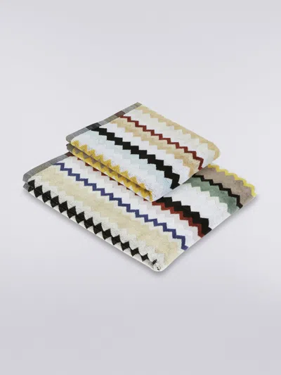 Missoni 2-piece Curt Bath Towel Set In Chevron Cotton Terry In Black