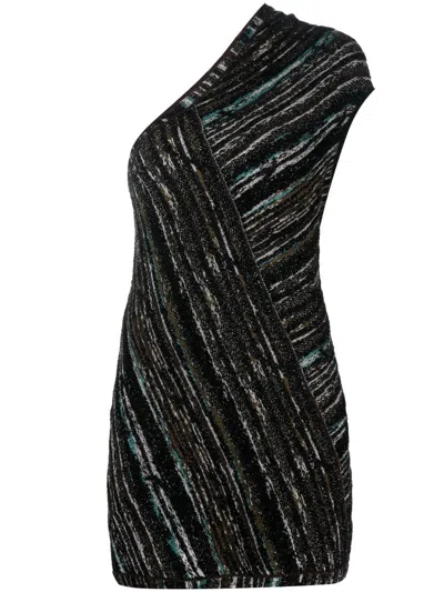 Pre-owned Missoni 2000s Metallic One-shoulder Top In Black