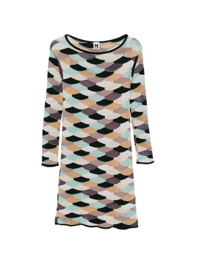 Pre-owned Missoni 2000s Scallop-pattern Dress In Neutral