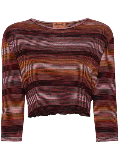 Pre-owned Missoni 2000s Striped Crop Top In Black