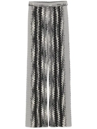Pre-owned Missoni 2000s Zigzag Trousers In Grey