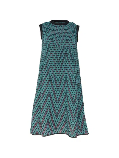 Pre-owned Missoni 2010s Chevron A-line Dress In Blue