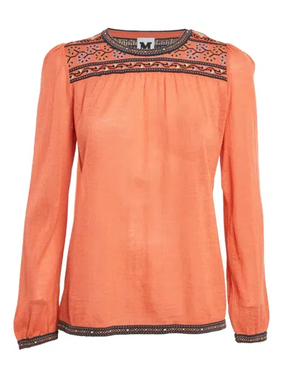 Pre-owned Missoni 2024 Embroidered Neckline Knit Top In Orange