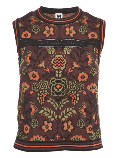 Pre-owned Missoni 2024 Floral Knit Vest In Brown