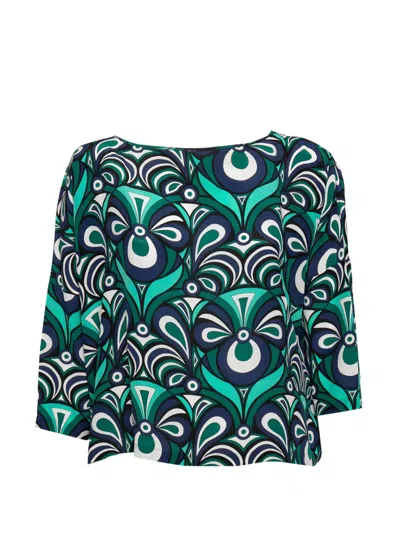 Pre-owned Missoni 2024 Silk Floral Print Top In Green