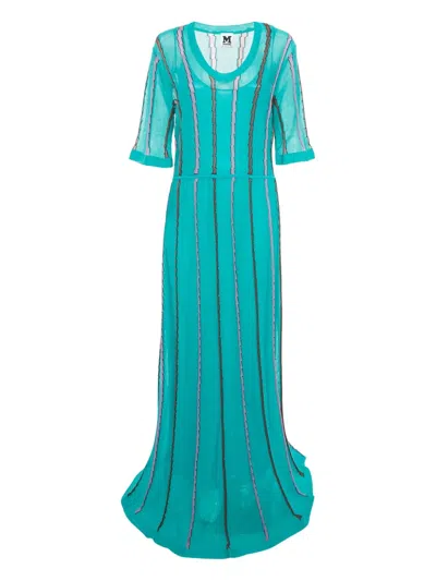 Pre-owned Missoni 2024 Striped Knit Maxi Dress In Green