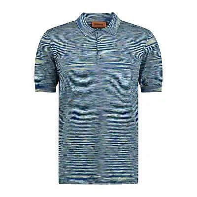 Pre-owned Missoni 3 Button Up Short Sleeve Polo Shirt Mixed Blue