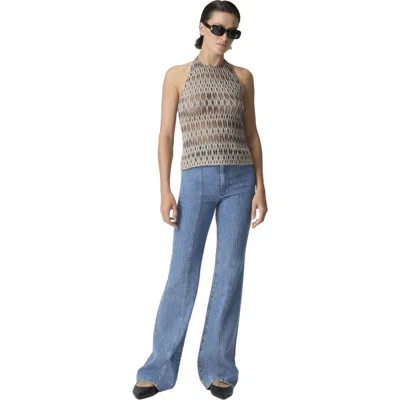 Missoni 3d Diamond Mixed Viscose Top With Halter Neck In Gray