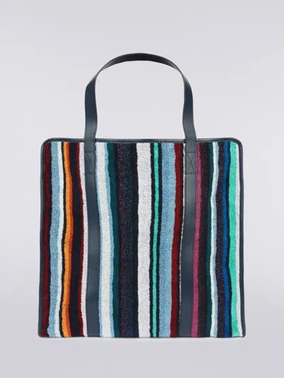 Missoni 40x40 Cm Chandler Bag In Velour Cotton And Viscose With Lurex In Blue