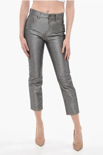 Missoni 5 Pocket Lurex Trousers With Iconic Detail In Grey