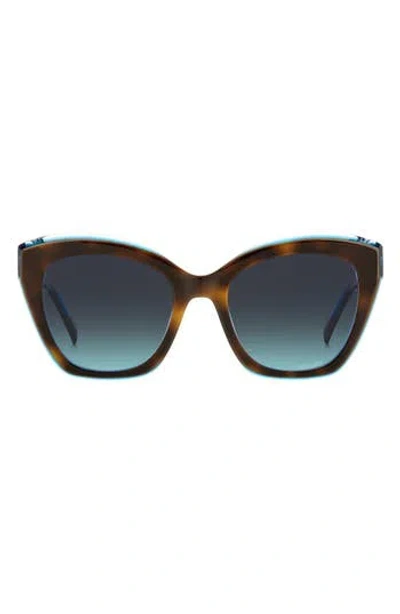 Missoni 54mm Cat Eye Sunglasses In Havana Teal/ Grey Shaded Blue