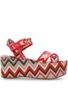 Missoni 80 Patterned Platform Sandals In Red