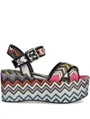 Missoni Plateau-sandalen Mit Zickzackmuster In Schwarz