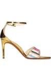 Missoni 90mm Metallic-effect Leather Striped Heeled Sandals In Multi