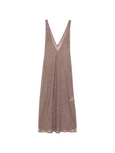 Missoni A-line V-neck Maxi Dress In Brown