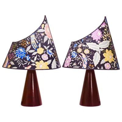 Pre-owned Missoni A Pair  Post-modern Table Side Lamps By Massimo Valloto, Italy, 1980s In Black