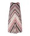 Missoni Mini A-line Dress With Serrated Zigzag Lamé Motif In Nude