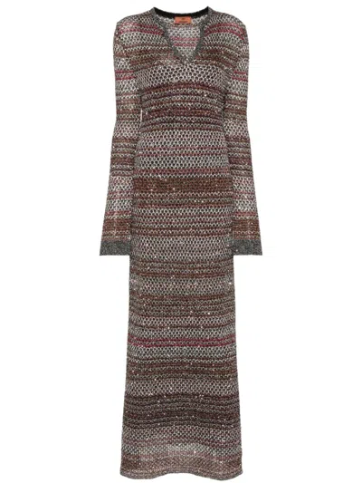 Missoni V-neck Kaftan Maxi Dress In Multi