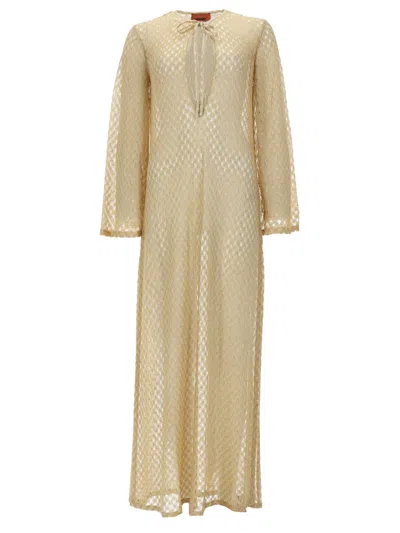 Missoni Abito Lungo Copricostume In Gold