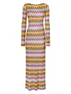 Missoni Multicolor Long Dress With All-over Zig Zag Motif In Fabric Woman In Multicolour