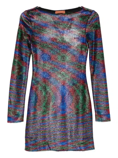 Missoni Abstract-pattern Long-sleeve Mini Dress In Multi