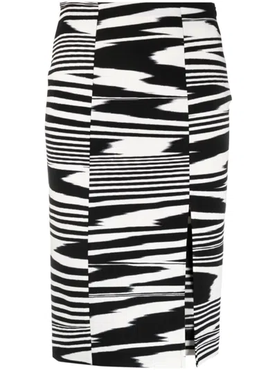 Missoni Stretch Abstract-pattern Midi Skirt In Black