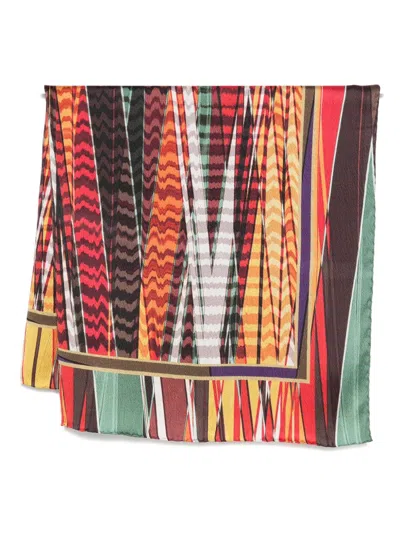 Missoni Abstract-pattern Silk Scarf In Red