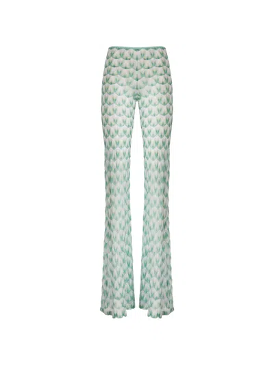 Missoni Flared Trousers In Floral-pattern Viscose In Green