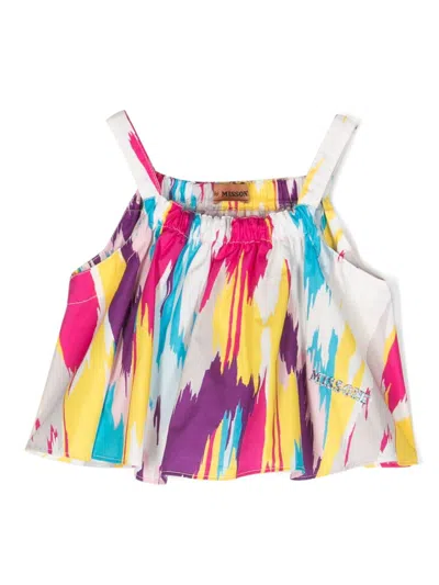 Missoni Kids' Abstract-print Ruched Top In White