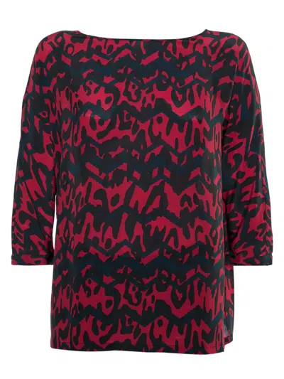 Pre-owned Missoni Abstract-print Three-quarter Sleeve Top In Red