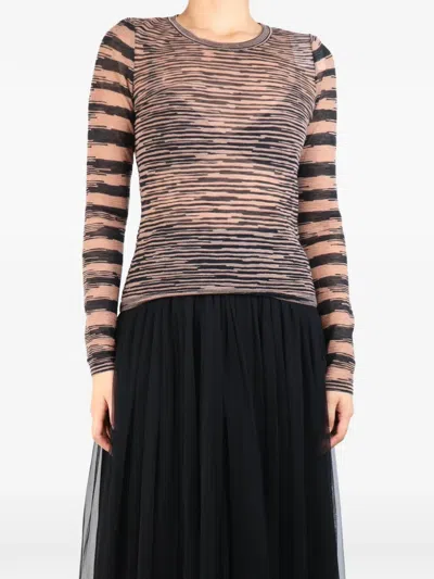 Pre-owned Missoni Abstract-stripe Knit T-shirt In Neutral