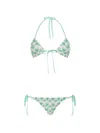 Missoni Triangle Bikini In Viscose With Floral Motif In Blue