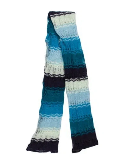Pre-owned Missoni Acrylic Colorblock Pattern Scarf In Blue