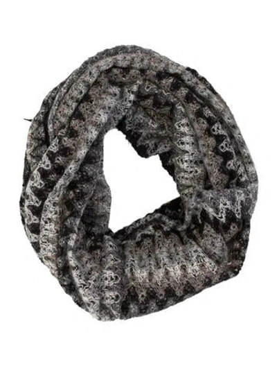 Pre-owned Missoni Acrylic Patterned Infinity Scarf In Gray