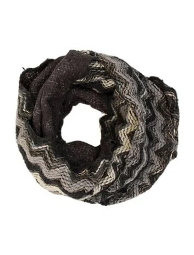 Pre-owned Missoni Acrylic Patterned Scarf In Grey