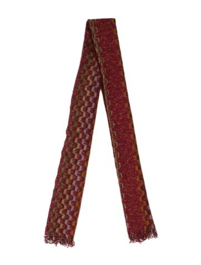 Pre-owned Missoni Acrylic Patterned Scarf In Red