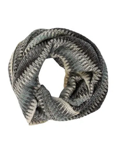 Pre-owned Missoni Acrylic Printed Infinity Scarf In Grey/white