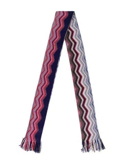 Pre-owned Missoni Acrylic Printed Scarf In Blue
