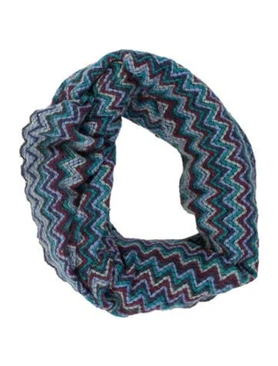 Pre-owned Missoni Acrylic Striped Scarf In Blue