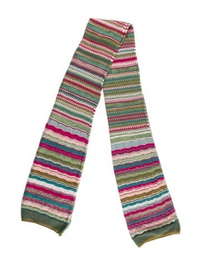 Pre-owned Missoni Acrylic Striped Scarf In Green