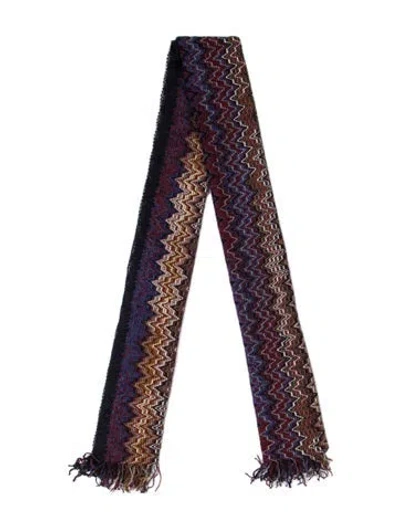 Pre-owned Missoni Acrylic Striped Scarf In Pink