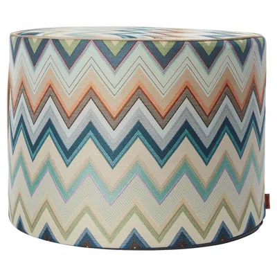 Pre-owned Missoni Agadir Cylindrical Chevron Pattern Pouf By  Home Collection In Gray