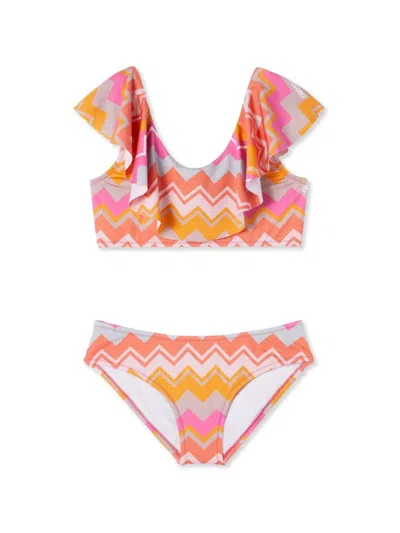 Missoni Kids' All-over Chevron-print Bikini Set In 粉色