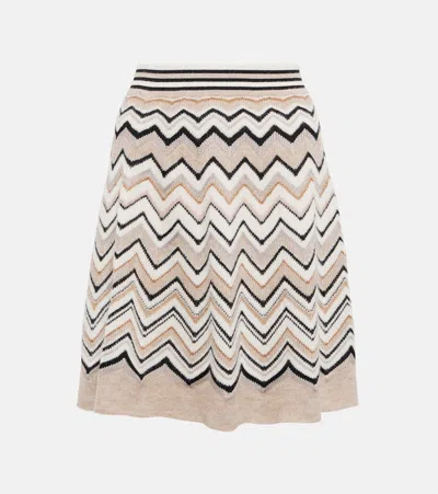 Missoni Alpaca And Wool-blend Miniskirt In White - Beige - Black- Grey