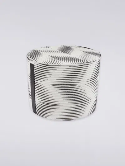 Missoni Zig-zag Print Cylindrical Pouf In Black,white