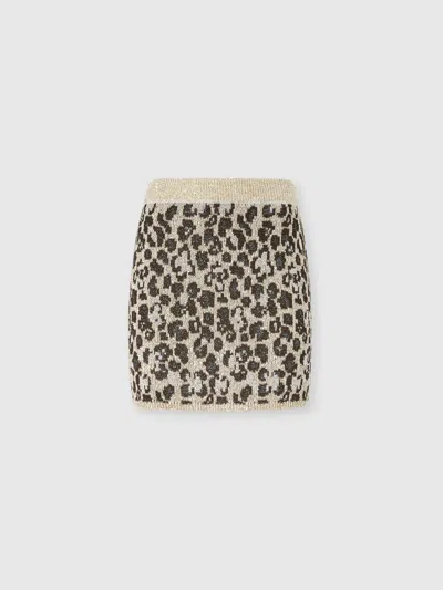 Missoni Animal-jacquard Knit Mini Skirt With Sequins In Neutral