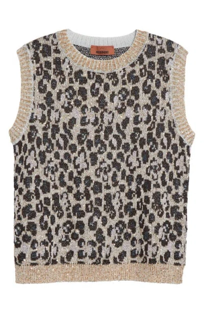 Missoni Animal Jacquard Sequin Sleeveless Sweater In Brown