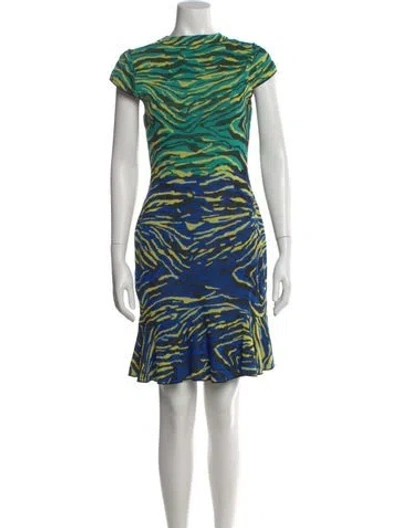Pre-owned Missoni Animal Print Mini Dress In Green